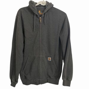 Carhartt Sweater Mens Small Gray Workwear Midweight Hooded Full Zip Outdoor